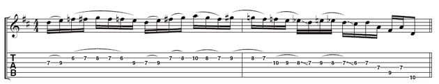 Marty Friedman on breaking out of a rut Example 3 - Using slides: This is a snaking line so you could trip up if you're not careful. Watch out for the slides; Marty uses them to shift his hand position.